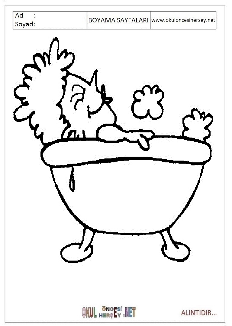 Çocuklar İçin Küvet-banyo Boyama Sayfaları 